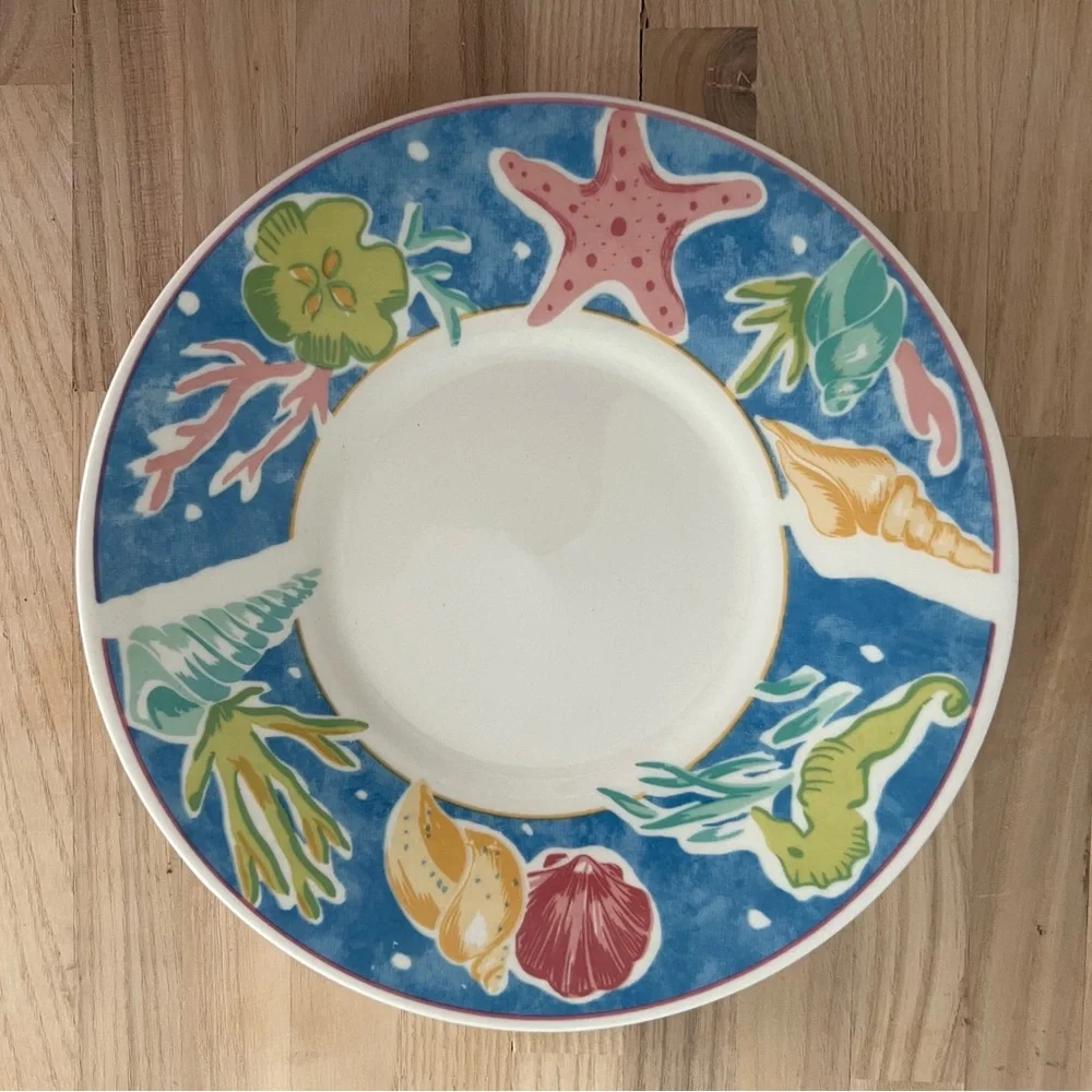 Royal Majestic Stoneware Blue Lagoon 8706 Appetizer Saucer Plates 5 Piece Set